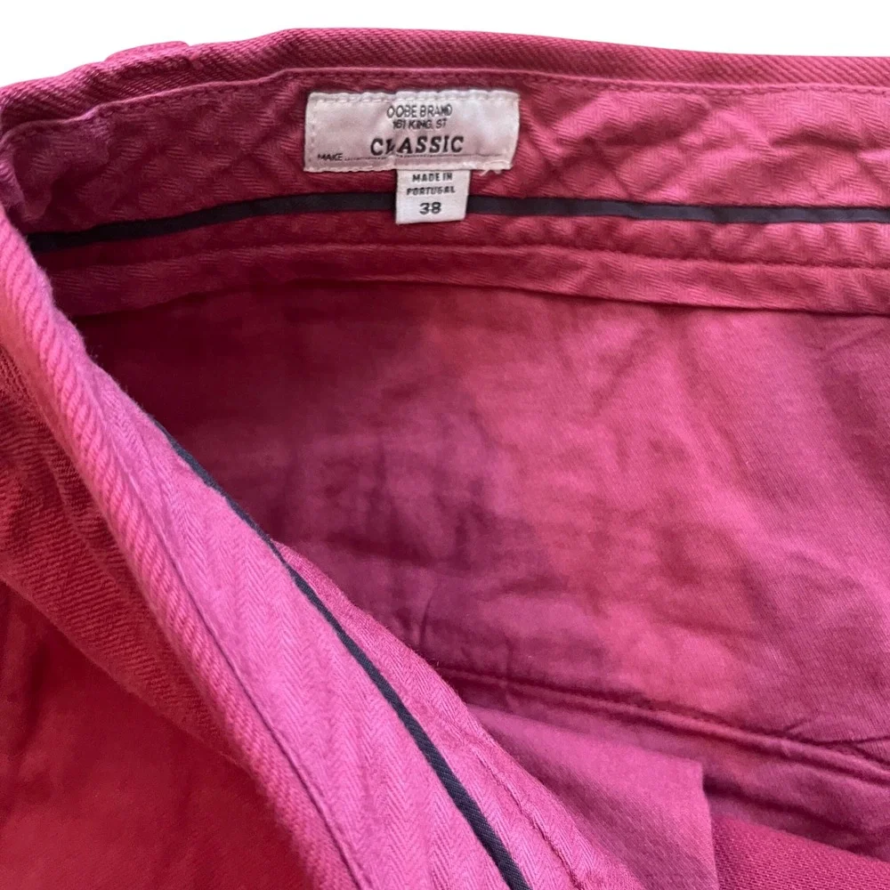 OOBE Brand Classic Chino Shorts Men 38 Burgundy Red 100% Cotton Twill Flat Front